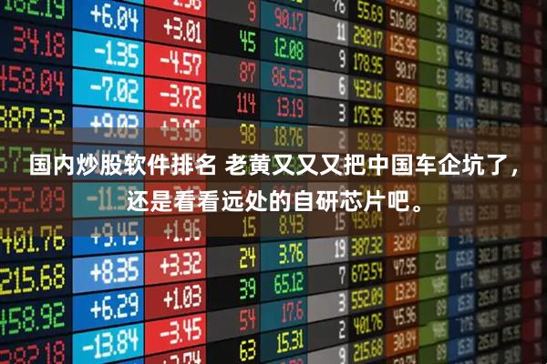 国内炒股软件排名 老黄又又又把中国车企坑了，还是看看远处的自研芯片吧。