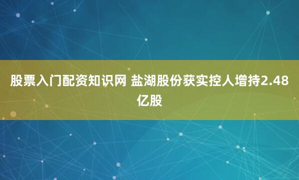 股票入门配资知识网 盐湖股份获实控人增持2.48亿股